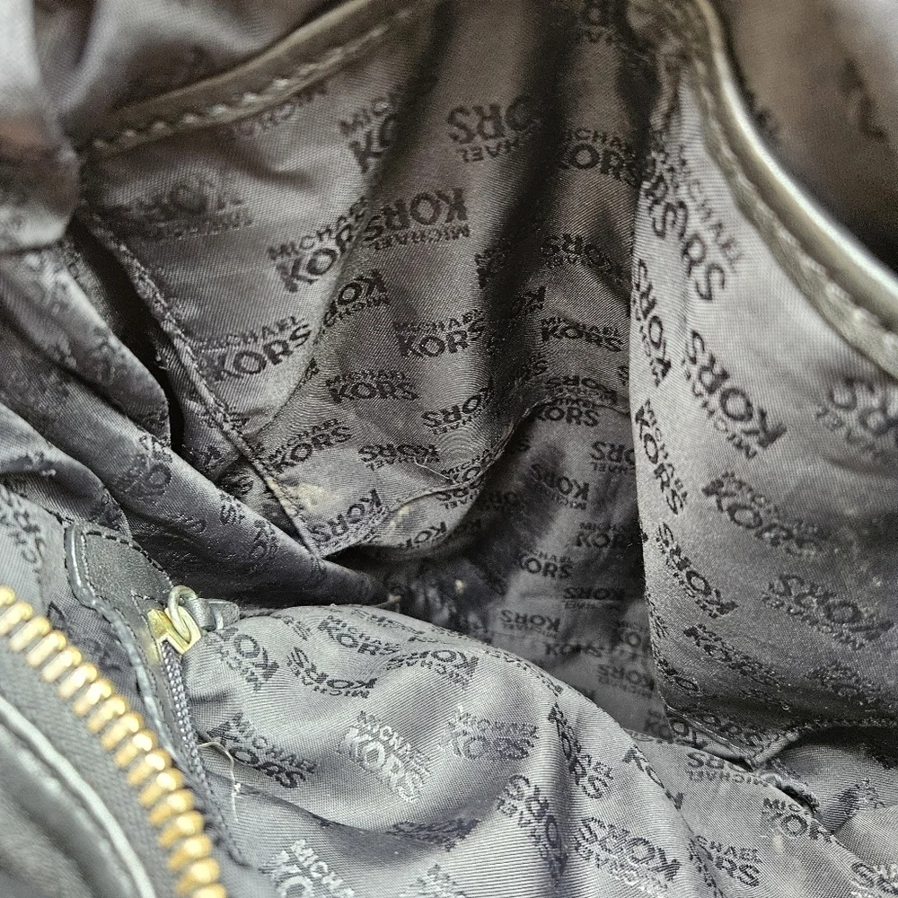 Michael Kors black leather hobo bag